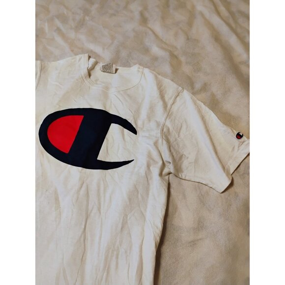 Vintage Champion T-Shirt Mens Crew Neck Tee Medium Double Sided - Picture 1 of 5